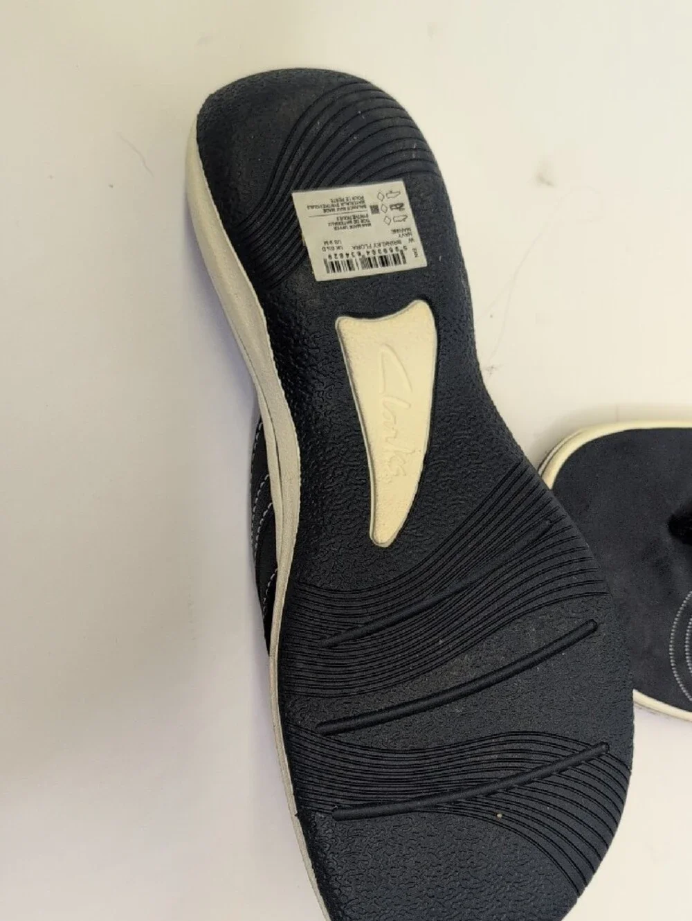 Clarks Women's Navy Floral Thong Sandals with Contrast Stitching